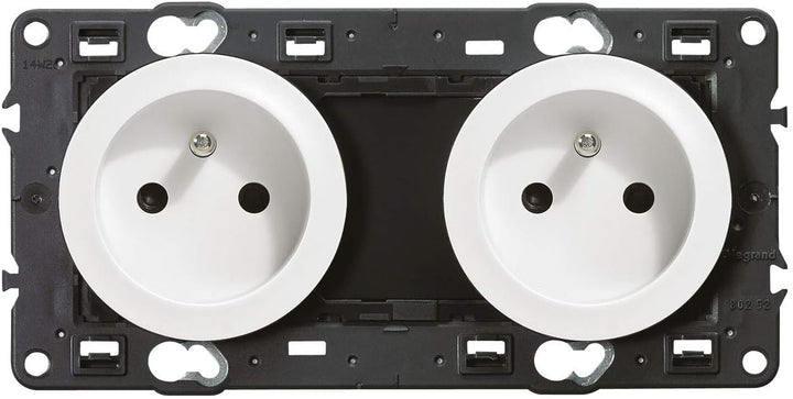 Legrand Céliane Steckdose mit Erdung/Zwei Steckdosen USB, weiss, 099508, 250 voltsV, Weiss