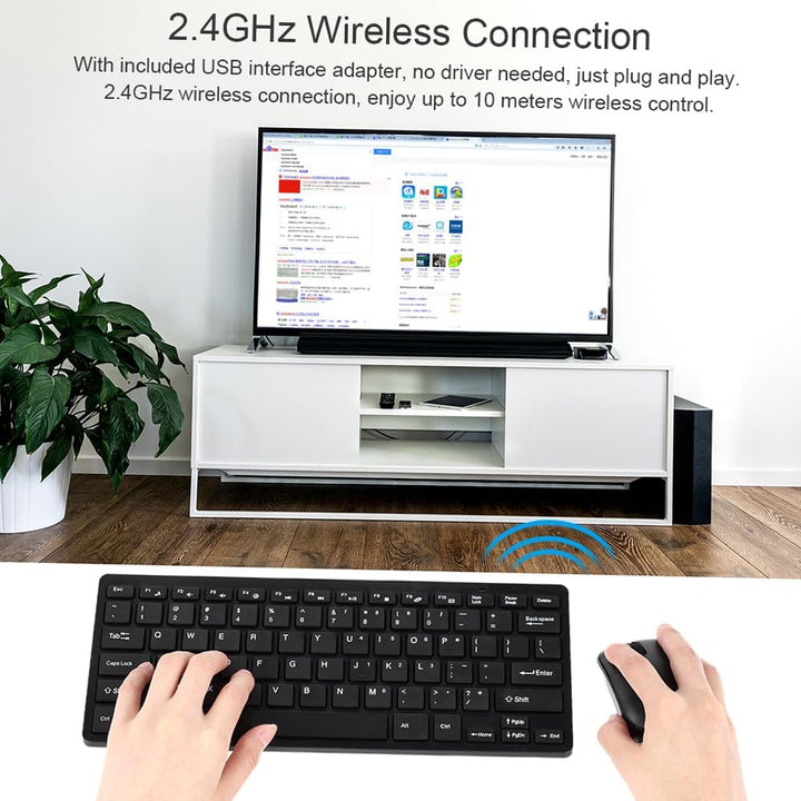 Kabellose Tastatur- und Maus-Kombination, 2,4 GHz Tragbar Wiederaufladbare Funktastatur Maus, Mechan