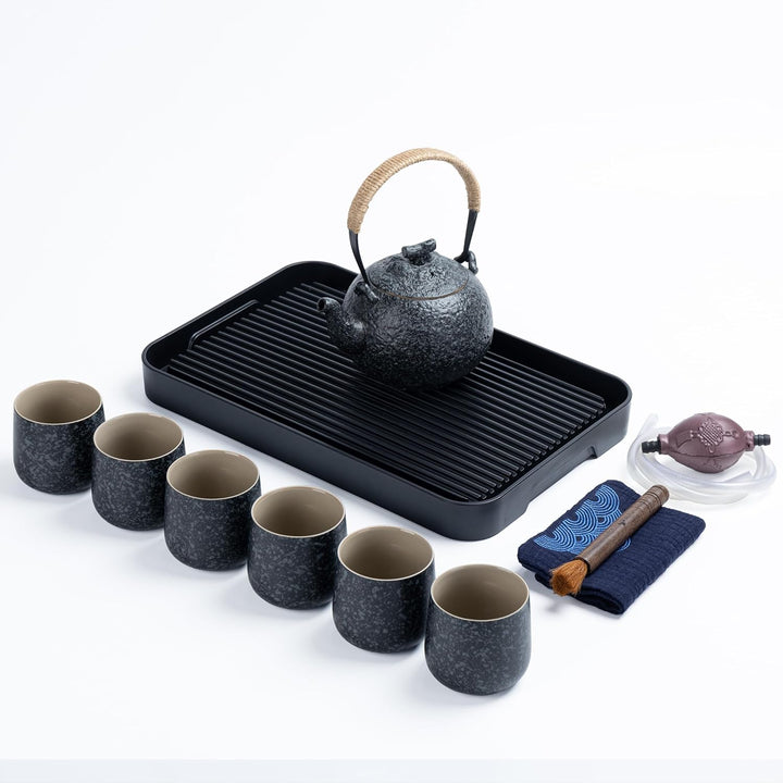 TEANAGOO Komplettes japanisches Teeset mit Tablett, Charcoal Grey, Teekanne Set，China Tea Set, 1 Tee