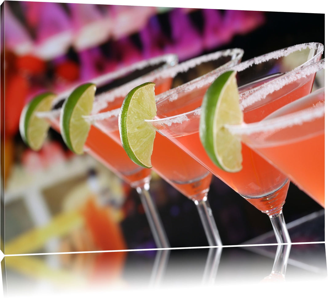 erfrischende Singapur Sling Cocktails Format: 100x70 auf Leinwand, XXL riesige Bilder fertig gerahmt