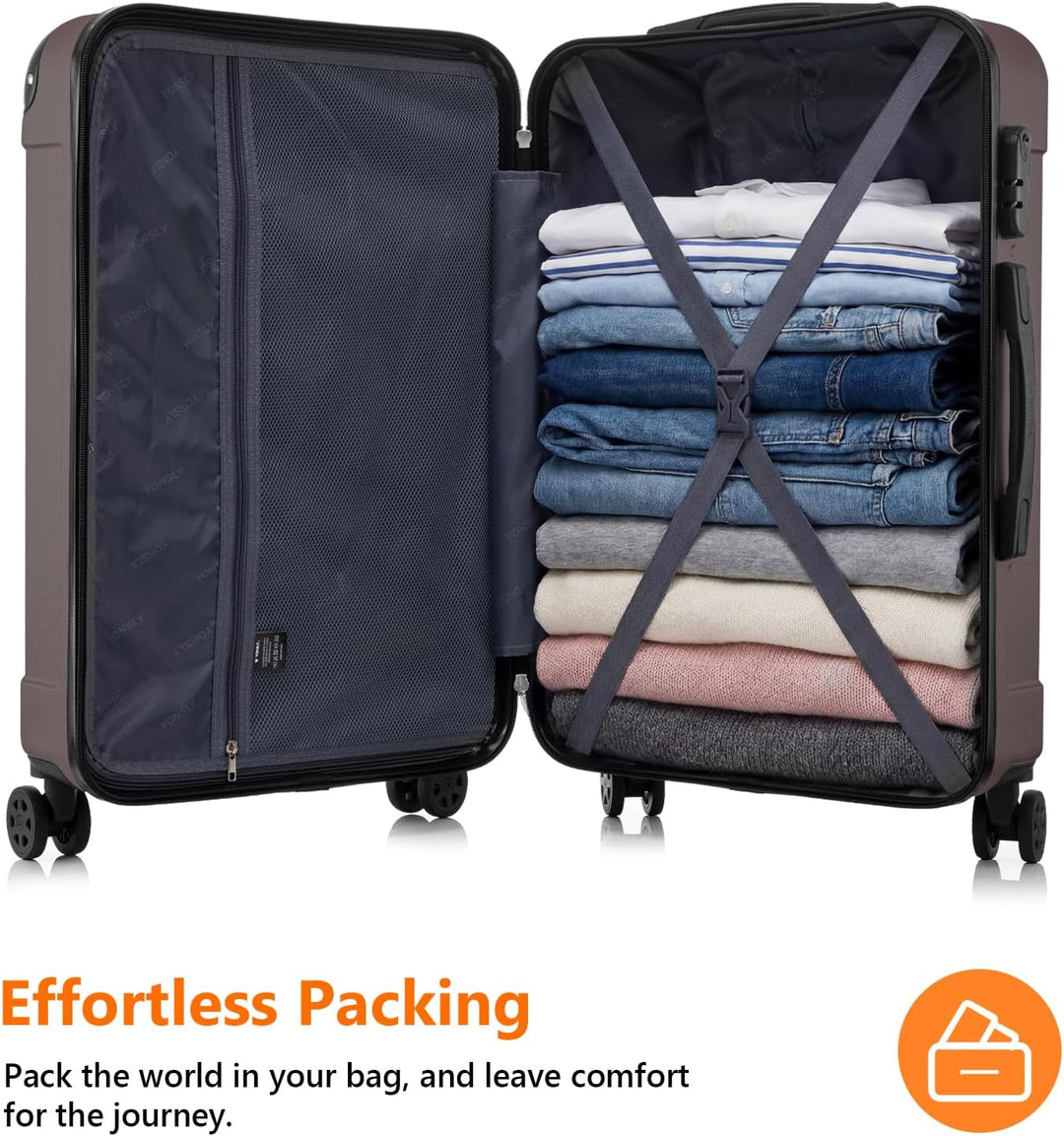 Gepäck Suitcase Reisekoffer, Trolley Rollkoffer Handgepäck, Hartschalenreisekoffer mit 360° Lenkroll
