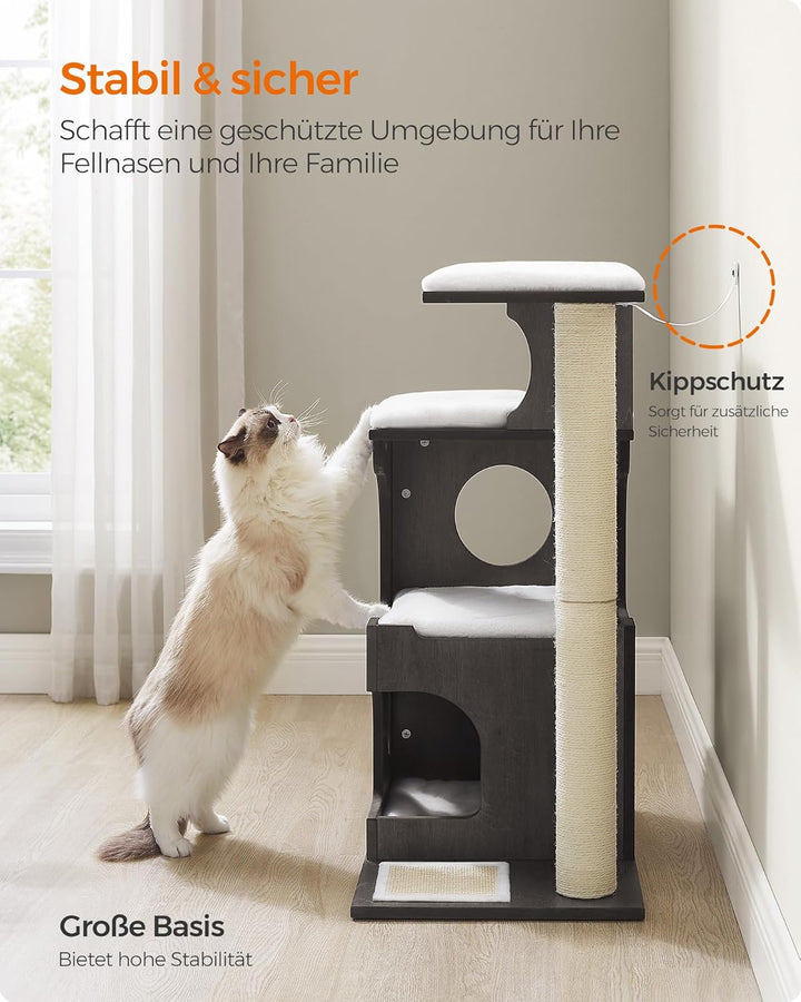 Feandrea Kratzbaum, 86 cm hoher Katzenbaum, Spanplatten-Katzenkratzbaum, mit Höhle, Liegeflächen, Sä