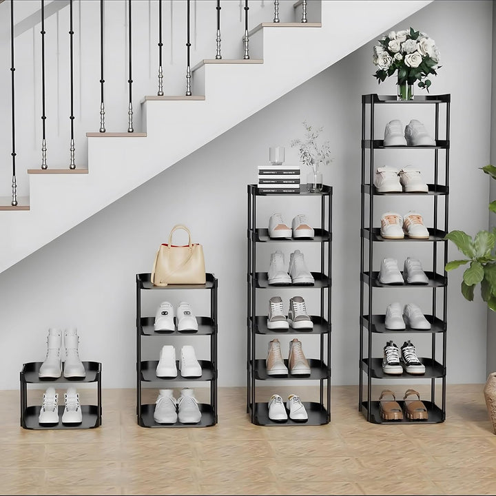 6 Ebenen Schmal Schuhregal, Mehrschichtiges Hoch Schuhregale Platzsparend, Stapelbar Klein Standrega