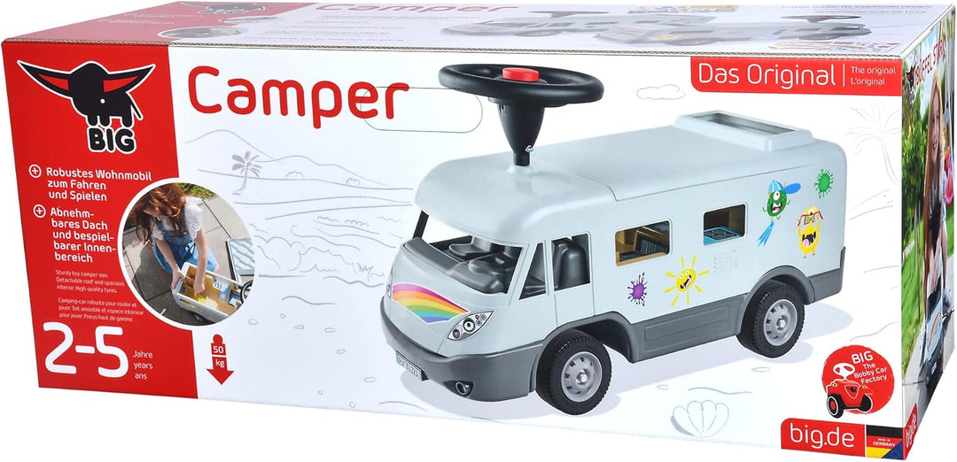 BIG-Camper – Rutsch- und Spielauto - Spielzeug-Wohnmobil mit Flüsterrädern zum Fahren und Spielen fü
