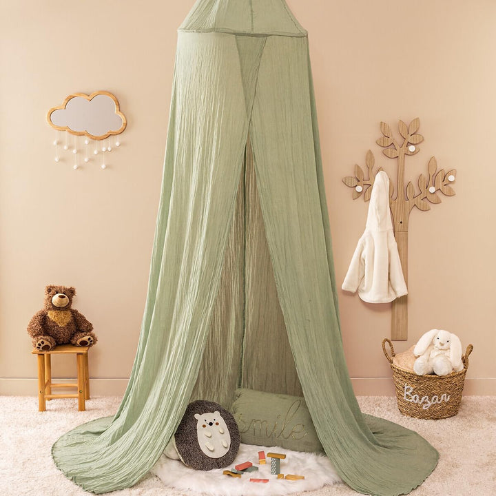 Atmosphera - Betthimmel Lili Baumwollgaze - weiss - H.350 cm - Grün