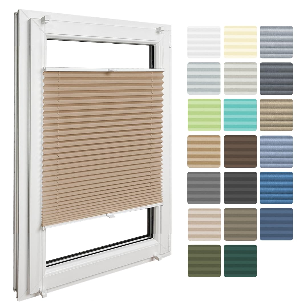 Home-Vision® Premium Plissee Faltrollo ohne Bohren mit Klemmfix (Beige, B60cm x H150cm) Modern Klemm