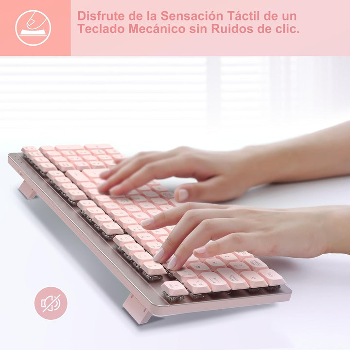 LeadsaiL Mechanische Tastatur mit niedrigem Profil, FA98 Pack kabellose Tastatur und Maus mit rotem