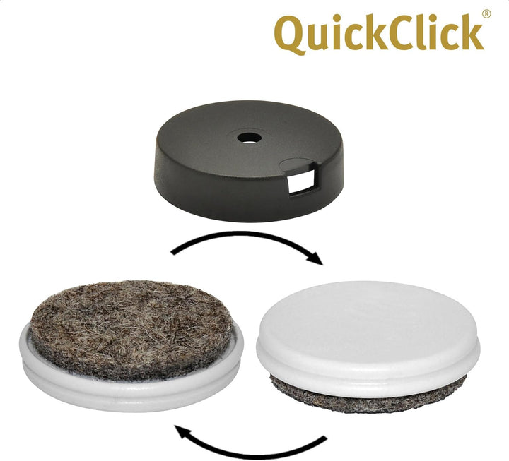 Wagner QuickClick® Möbelgleiter - Dining Set - 1 Tisch, 6 Stühle - 28 x Basis + wendbarer Einsatz -