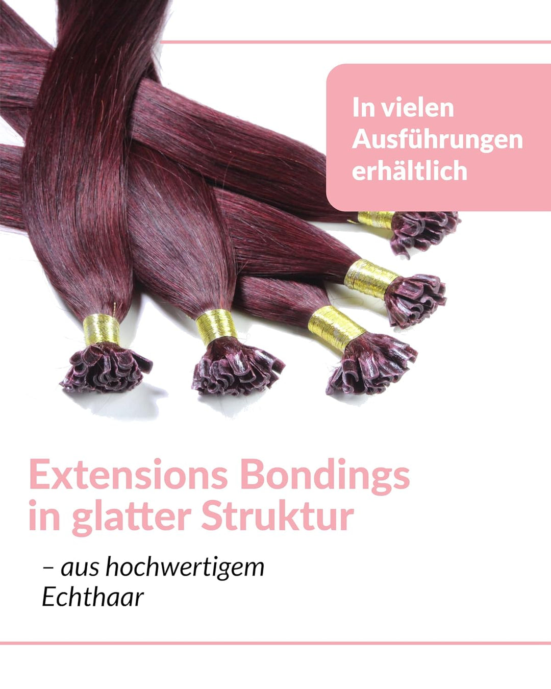 hair2heart Extensions Echthaar Bondings Glatt - 100 Strähnen 0.5g 30cm Burgundy 