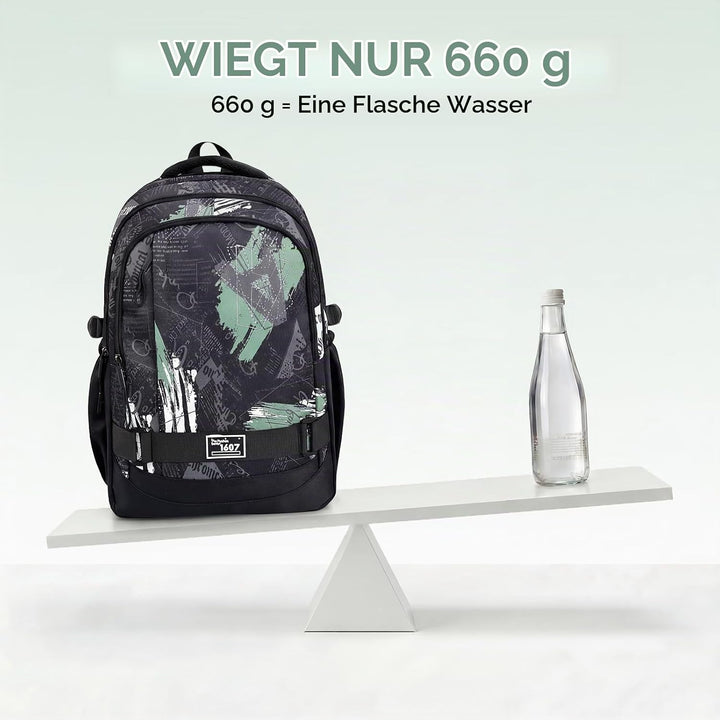 Amythe Schulrucksack Jungen Teenager, Rucksack Schule Gymnasium Oberstufe Schulranzen mit Trolley-Gu