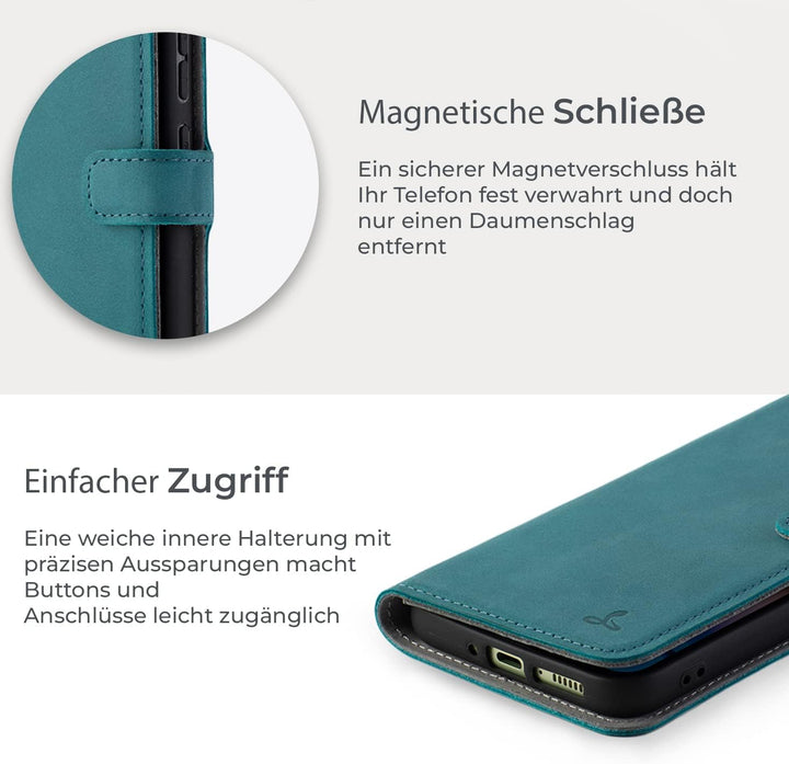 Snakehive Samsung Galaxy A34 Hülle Leder - Stylische Handyhülle mit Kartenhalter & Standfuss - Handy