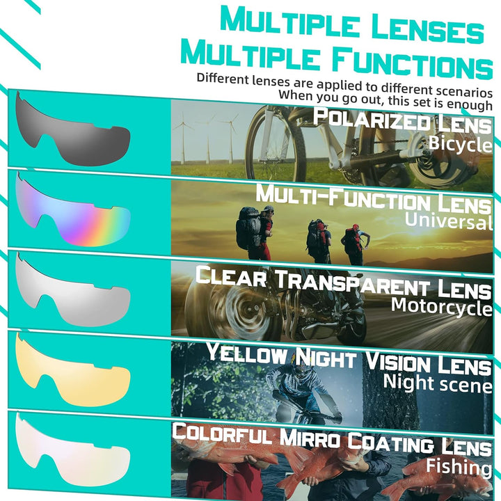 SAWUTPV Fahrradbrille Winddicht Herren Damen TR90 Rahmen Polarisiert Radfahren Ganzer Rahmen MTB Spo