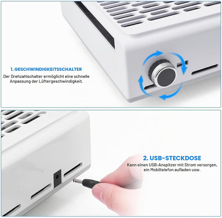 Nagel Staubabsauger,100W Leistungsstarker Nagelsauger mit Filter,Leiser Nagel Staubabsaugung Mit usb