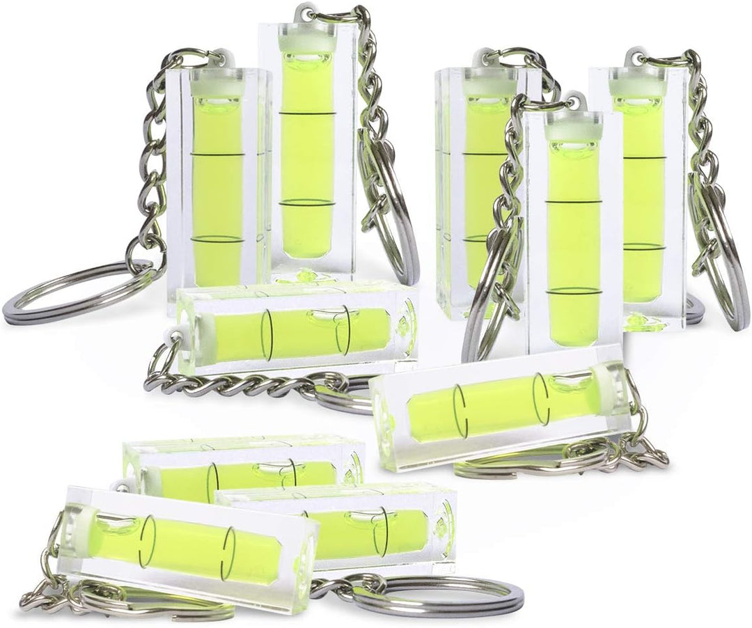 10x Mini-Wasserwaage aus Acrylglas mit Schlüsselanhänger, 10x