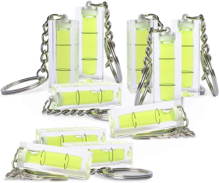 10x Mini-Wasserwaage aus Acrylglas mit Schlüsselanhänger, 10x
