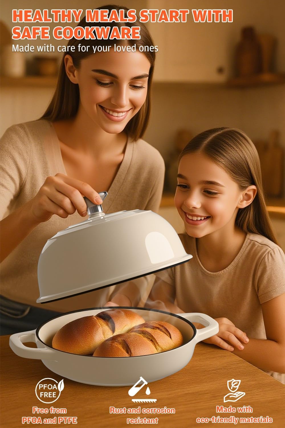 GFTIME Gusseisen Topf Brot Backen, Schmortopf Gusseisen Topf mit Deckel, Dutch Oven Brotbacktopf mit
