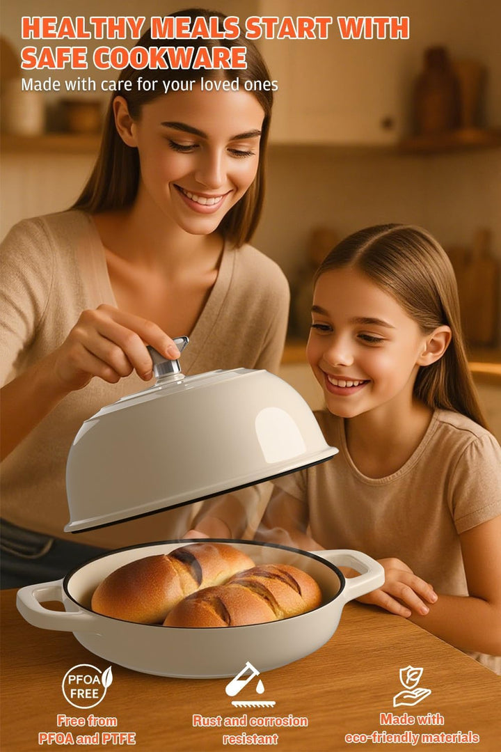 GFTIME Gusseisen Topf Brot Backen, Schmortopf Gusseisen Topf mit Deckel, Dutch Oven Brotbacktopf mit