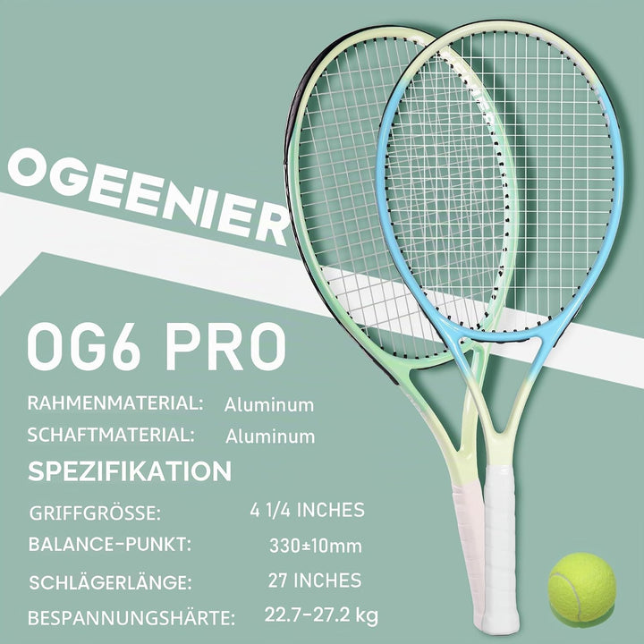 OGEENIER 27 Zoll 2 Player Tennisschläger Racket Set für Erwachsene Tennisschläger Damen Herren, für
