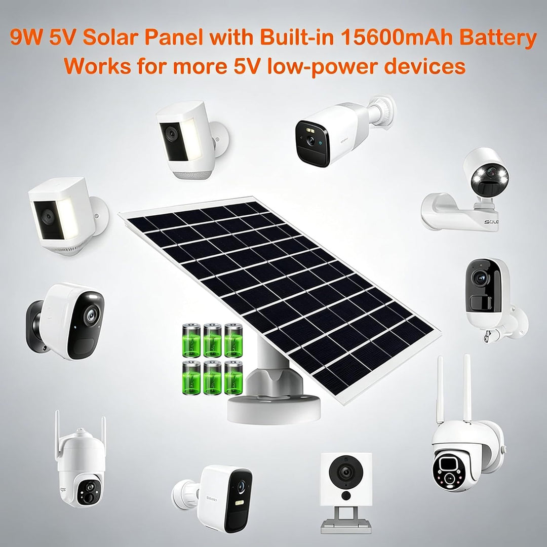 9W/5V Solarpanel mit eingebautem 15600mAh wiederaufladbarem Akku, mit 1.5m langem 3-in-1-Ladekabel (