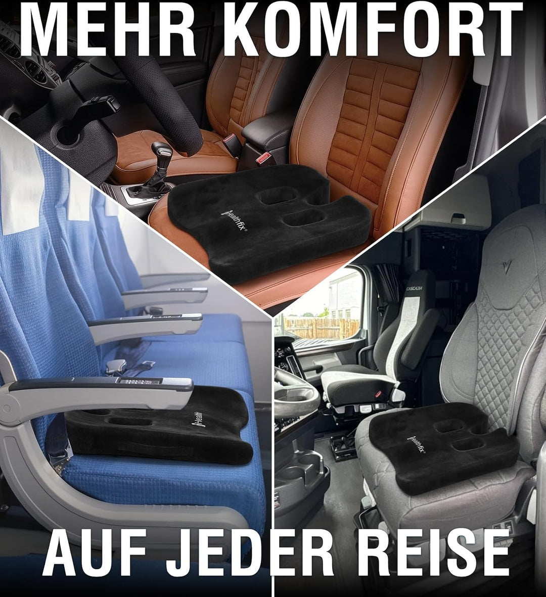 Healthfix® Auto Sitzkissen | Verbessert Sitzhaltung und lindert Sitzschmerz | Orthopädisches Sitzkis