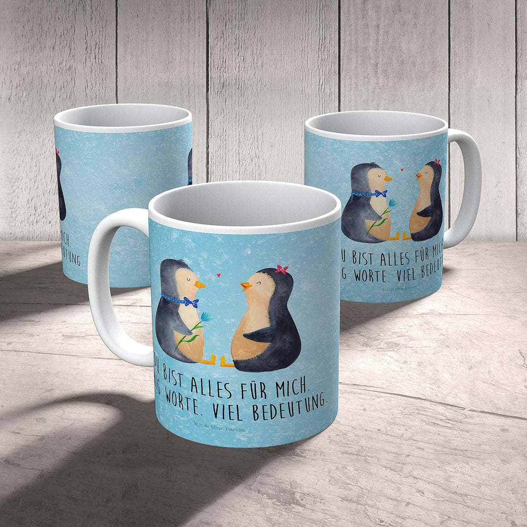 Mr. & Mrs. Panda Trinklernbecher Pinguin Pärchen - Geschenk, Mehrwegbecher, Liebe, Kinderbecher, Pot