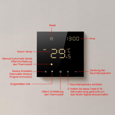 Smart WiFi Thermostat Für Wasser Fussbodenheizung und Gasboiler, Programmierbar Raumthermostat Unter