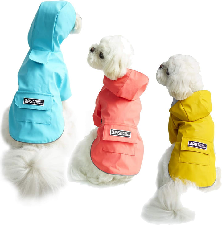BPS - Wasserdichte Haustierjacke, regenfest, mit Kapuze, Tasche für kleine, mittlere und grosse Hund