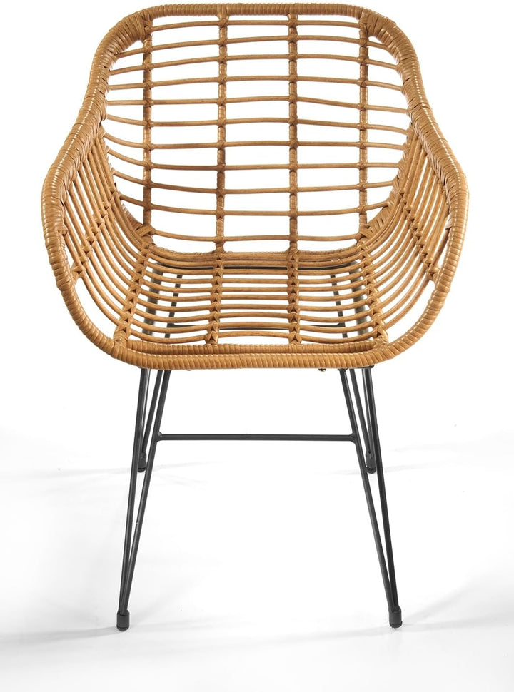 Kobolo Esszimmerstuhl Retro, 2er Set, 59x62x82 cm, braun, Gartenstuhl, Metallstuhl im Retro-Look mit