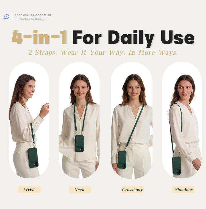 GOODVISH Handykette für iPhone 17 Hülle mit Band, Handytasche mit Kartenfach und Portemonnaie, Handy