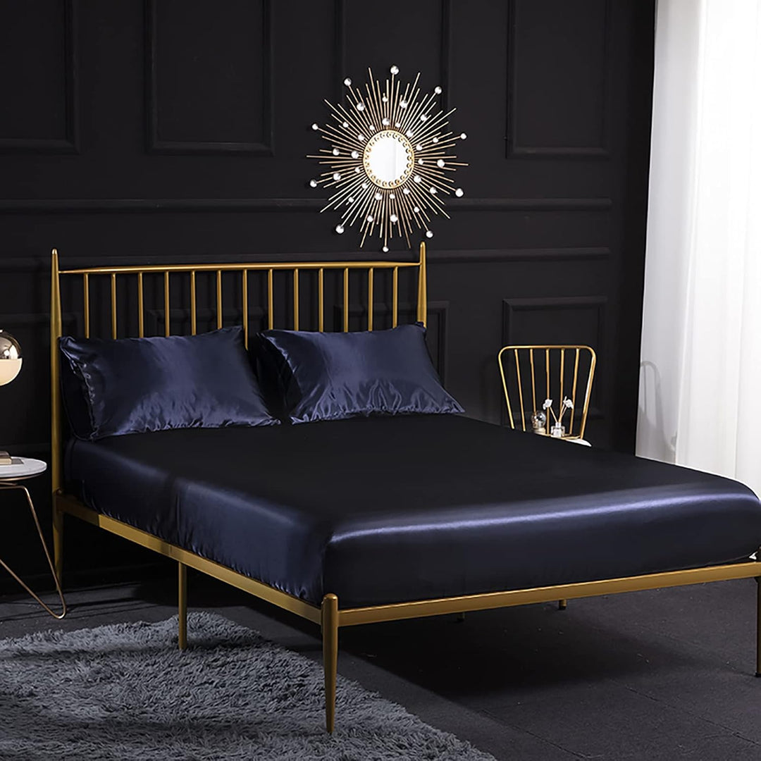 Jemiipee Spannbettuch Einfarbig Satin Seide Glänzend Betttuch Leintuch 180x200 cm für Matratzen bis