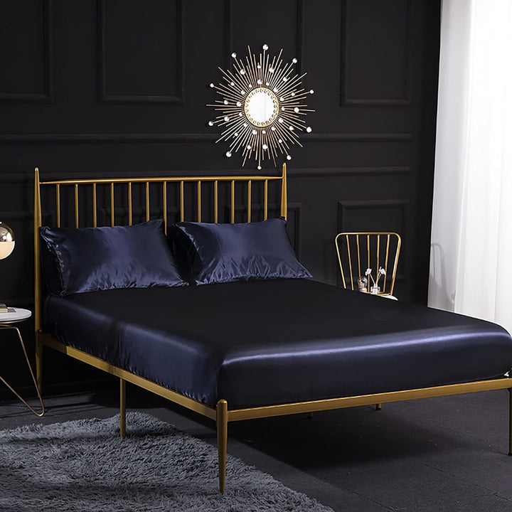 Jemiipee Spannbettuch Einfarbig Satin Seide Glänzend Betttuch Leintuch 180x200 cm für Matratzen bis