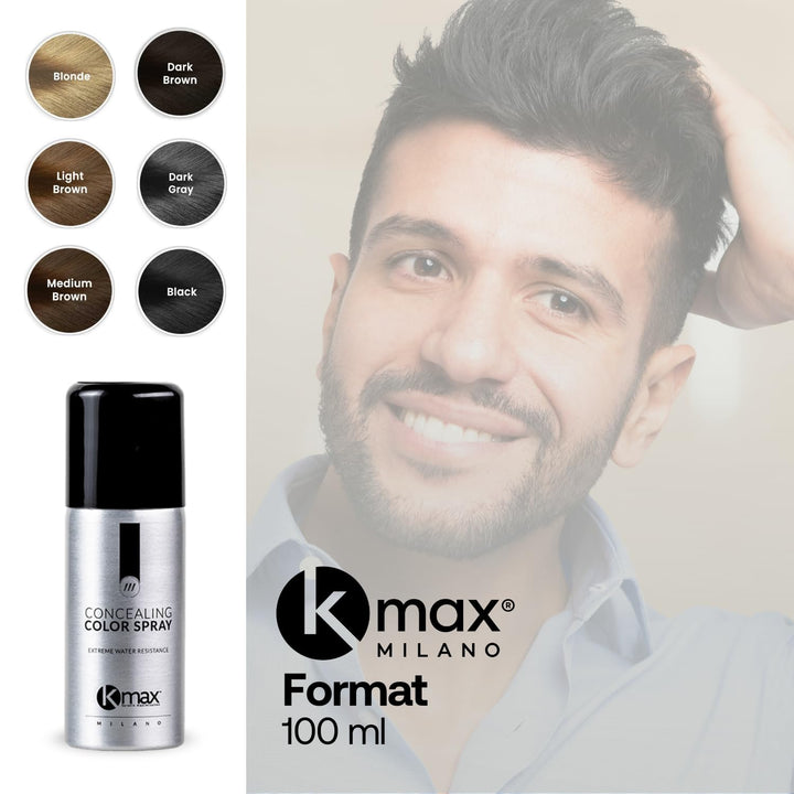 Kmax Color Spray 100ml, Farbspray zur Abdeckung von Haarausfall und grauen Haaren, schnelle und natü