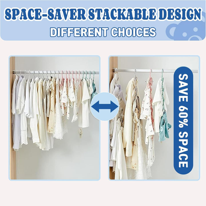 HGYZE Baby Mitwachsende kleiderbügel Kinder, Stapelbare Hanger + Haken + Hosenständer, rutschfest Ba
