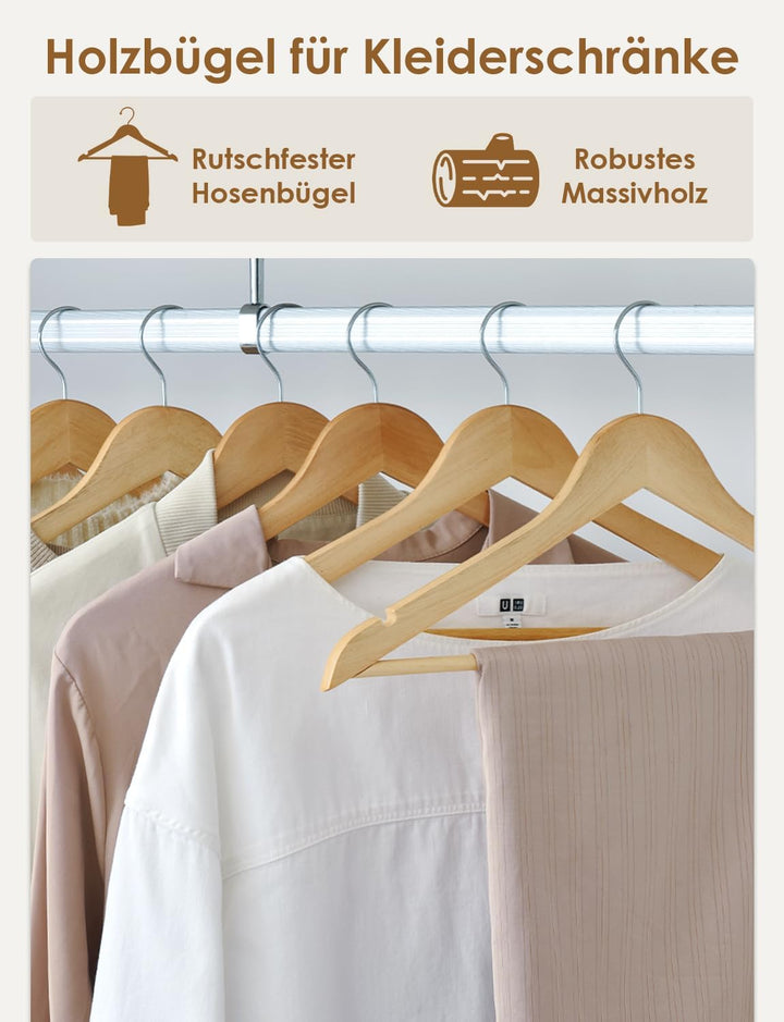 StorageWorks Kleiderbügel, 30er-Pack, natürlicher Kleiderbügel aus Holz, stabile BadeanzugKleiderbüg