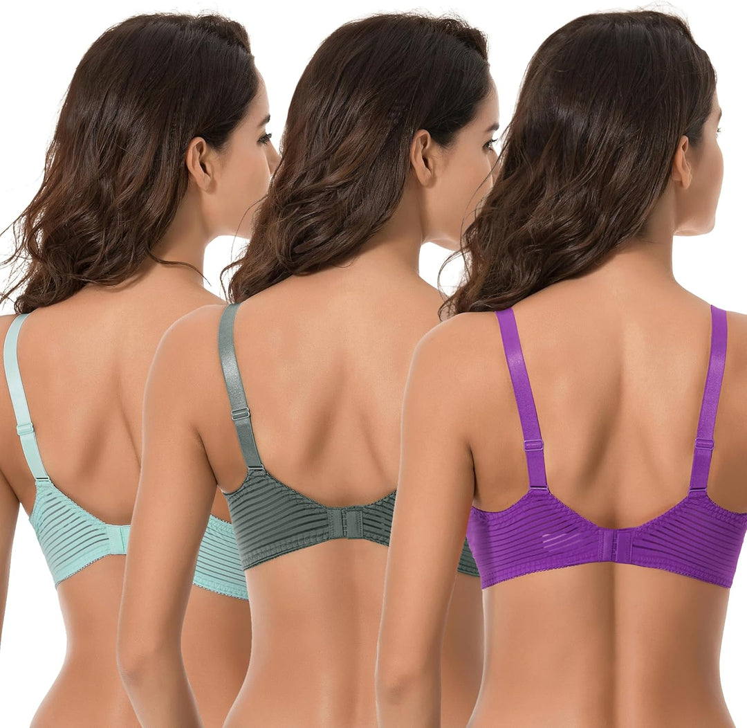 Curve Muse Damen Übergrösse Minimierer Ungefüttert Bügel Vollständige Abdeckung BH 75F Mint,purple,t