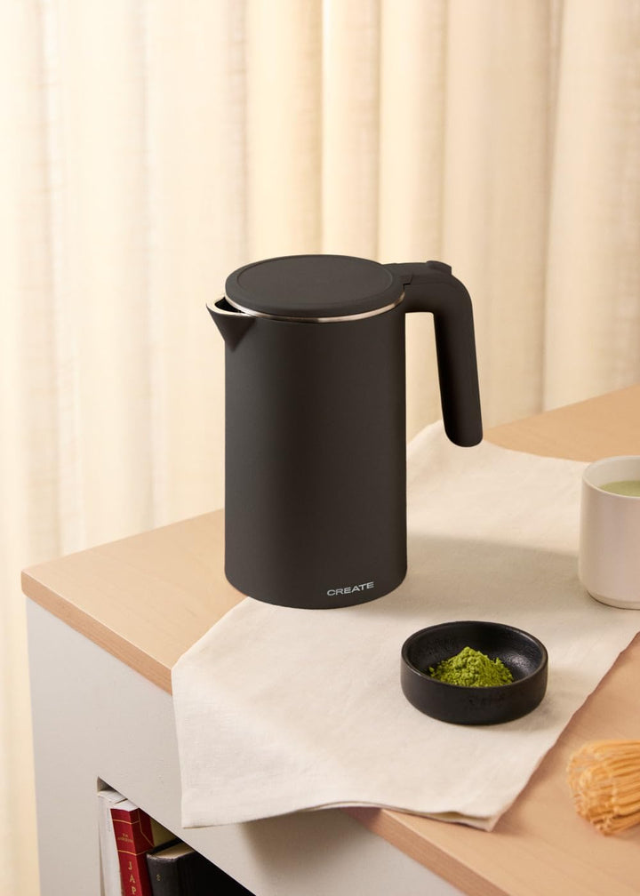 CREATE/KETTLE STUDIO PRO/Elektrischer Wasserkocher 1L Schwarz/Temperaturregelung, Warmhaltefunktion,