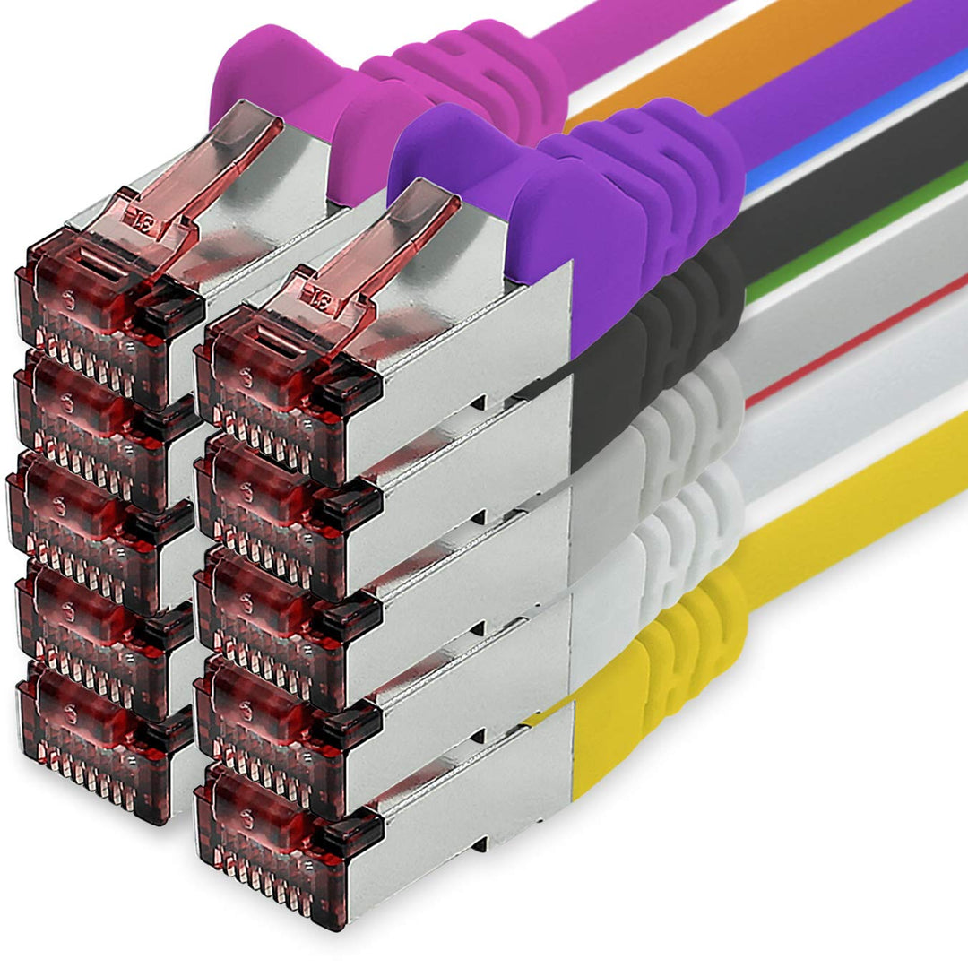 Netzwerkkabel Cat.6 7,5m 10 Farben Ethernetkabel Lankabel Cat6 Lan Netzwerk Kabel Sftp Pimf Patchkab