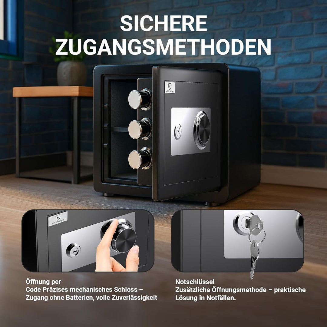 EXTRALINK Tresor für Zuhause – Safe mit Mechanischem Verschlusssystem, Kompakt ohne Batterien, Zahle