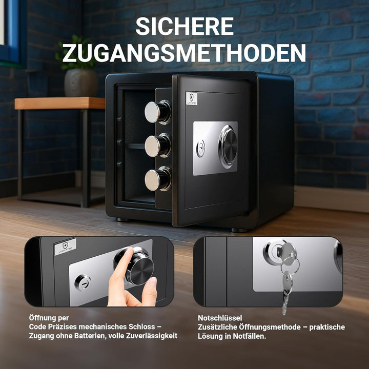 EXTRALINK Tresor für Zuhause – Safe mit Mechanischem Verschlusssystem, Kompakt ohne Batterien, Zahle