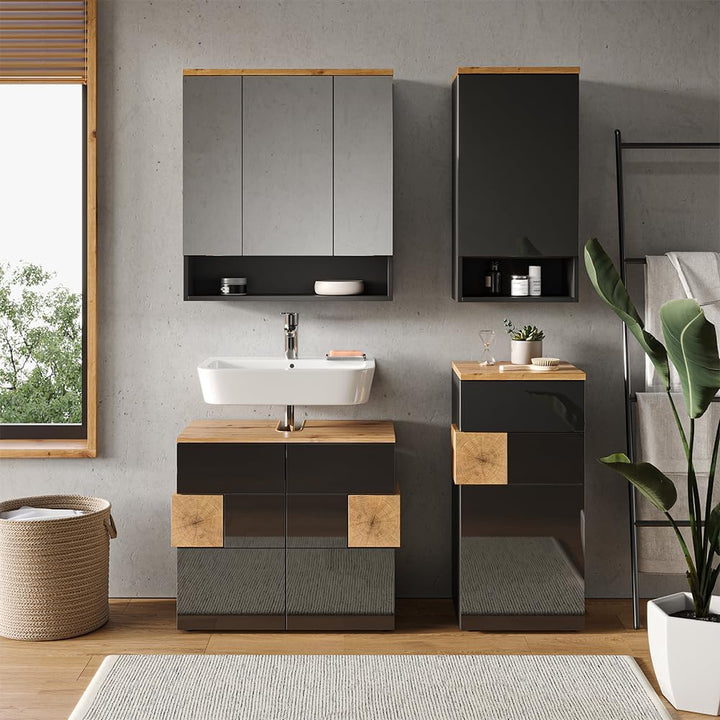 Vicco Badschrank Eden, Anthrazit/Artisan-Eiche, 40 x 77 cm Anthrazit Hängeschrank, Anthrazit Hängesc