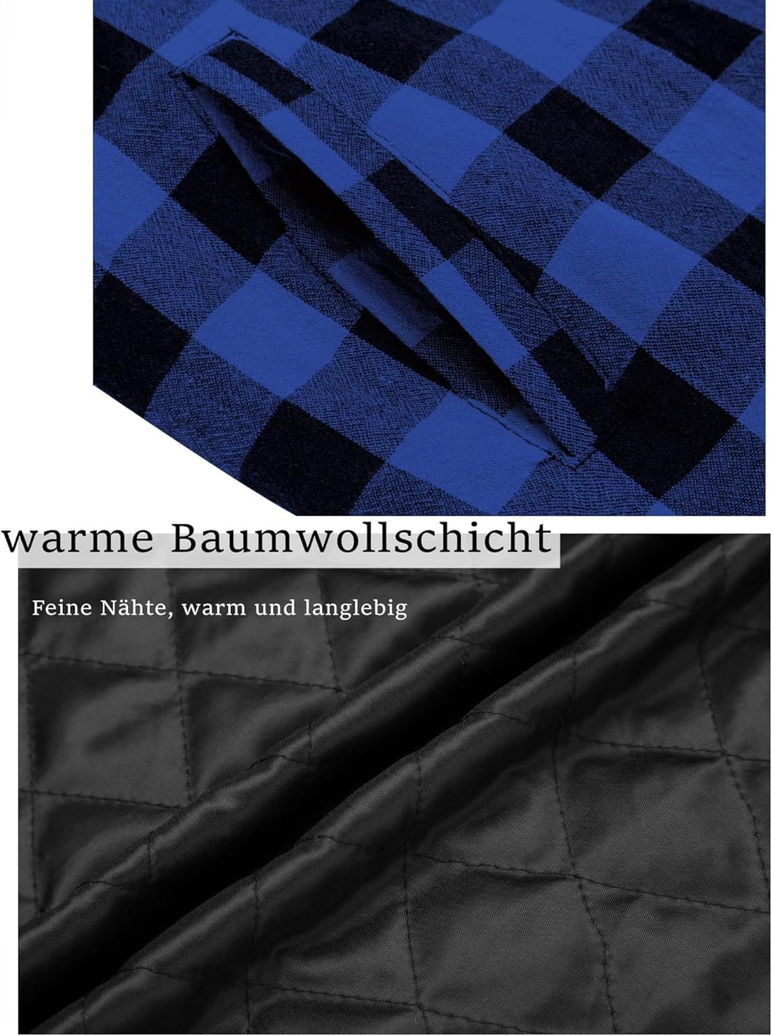 COOFANDY Herren Hemd Flanellhemd Kariert Gefüttert Holzfällerhemd Langarm Casual Button Down Winter