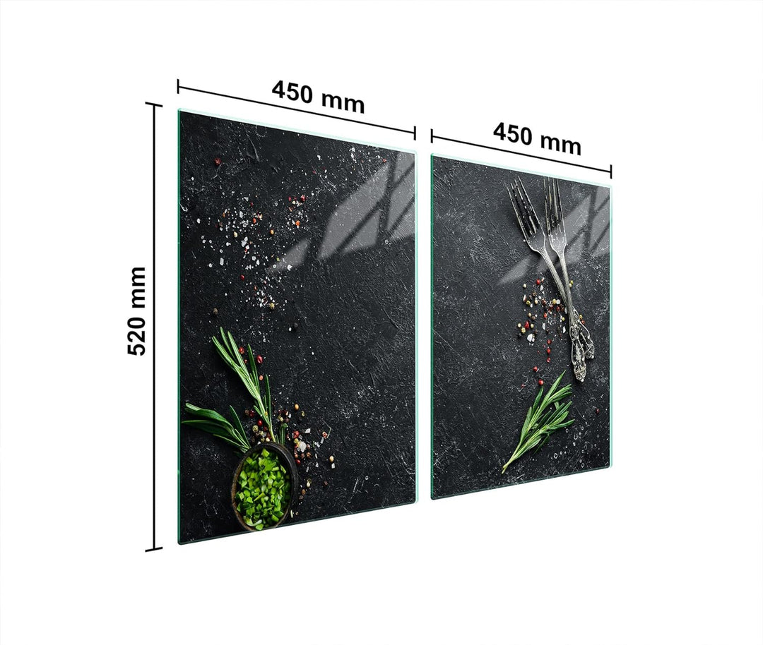 DarHaus Herdabdeckplatten 45x52 cm 2-teilig Ceranfeldabdeckung Induktion Herdschutz Spritzschutz Gla