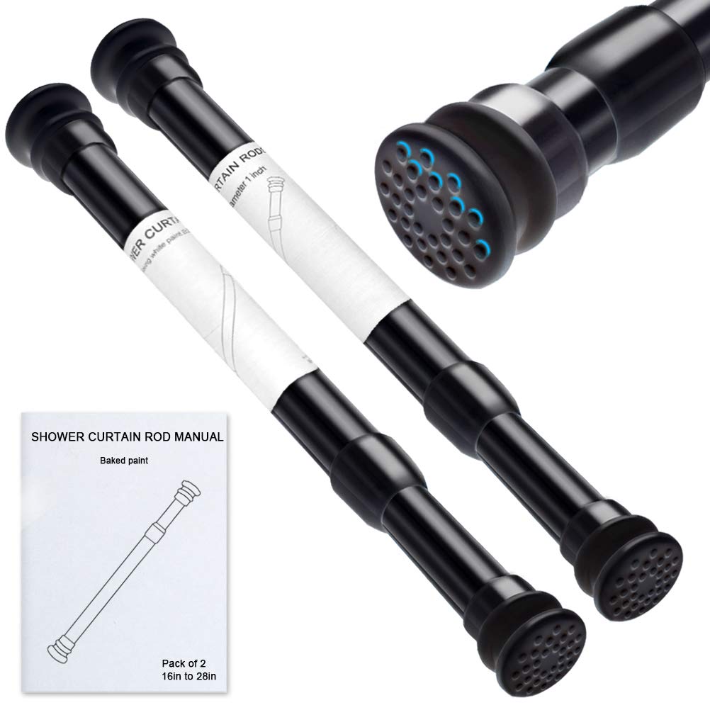 Set aus 2 ausziehbaren Teleskopstangen ohne Bohren - Durchmesser 23/26 mm, Länge 40-70 cm, Schwarz M