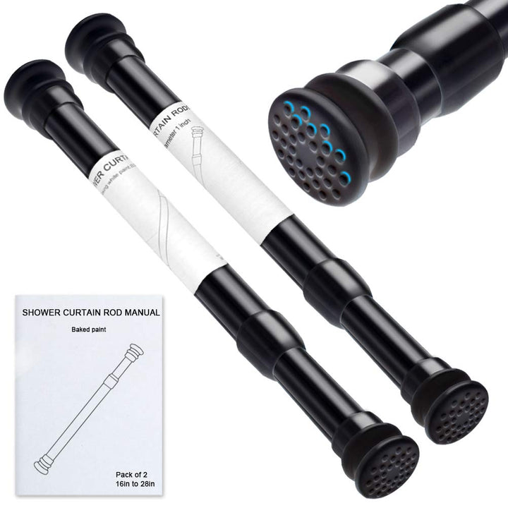 Set aus 2 ausziehbaren Teleskopstangen ohne Bohren - Durchmesser 23/26 mm, Länge 40-70 cm, Schwarz M