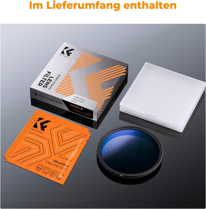 K&F Concept Nano K-Serie ND Filter 52mm Variabler Graufilter ND2-ND2000 (1-11 Blendenstufen), 52mm