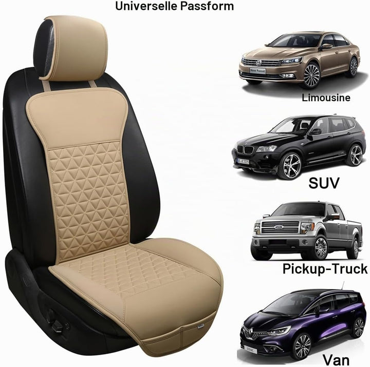 Black Panther 1 Stück Luxus PU-Leder Sitzbezug Auto Vordersitze, Kompatibel mit 95% Autos,Keine Sitz