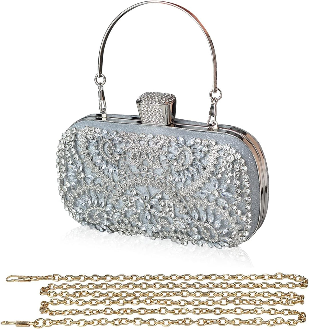 CORIOS Damen Clutch Diamant Strass Abendtasche Glitzer Handtasche Kleine Umhängetasche Abnehmbarer K