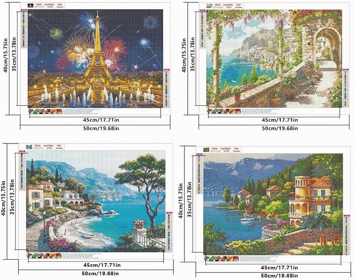 DCIDBEI 4 Pack Diamond Painting Vierer Set Landschaften 40x50 cm Diamant Painting Bilder Strand Male