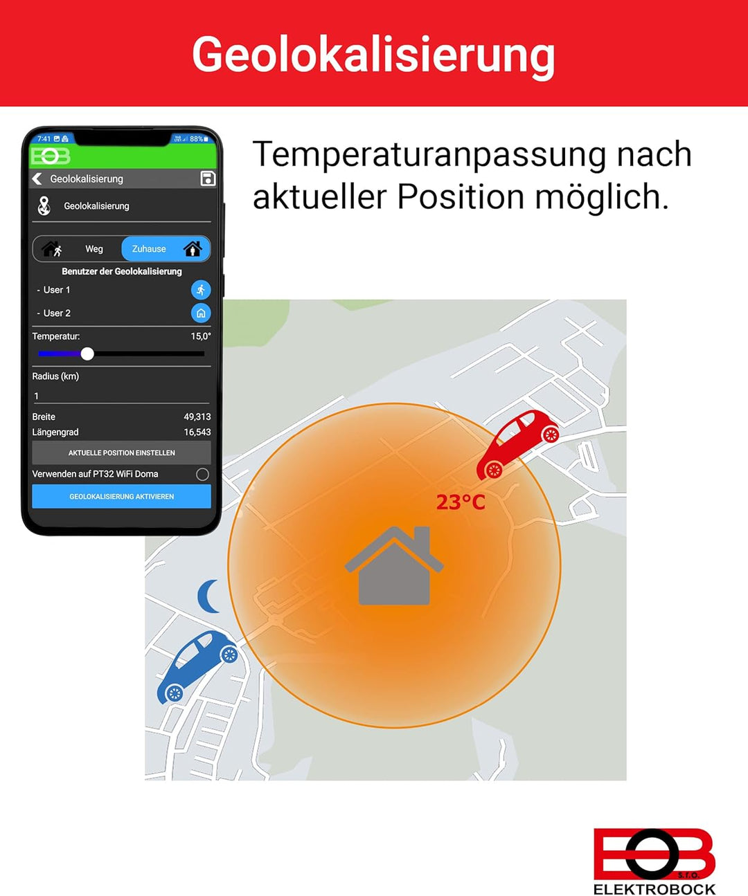 Elektrobock Raumthermostat mit WiFi Modul, weiss, normal, PT32 WiFi