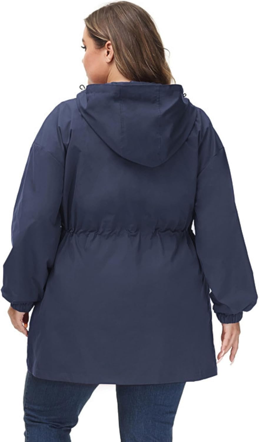 Hanna Nikole Damen Grosse Grösse Regenjacke Leicht Wasserdicht Regenmantel mit Kapuze Windbreaker Sp
